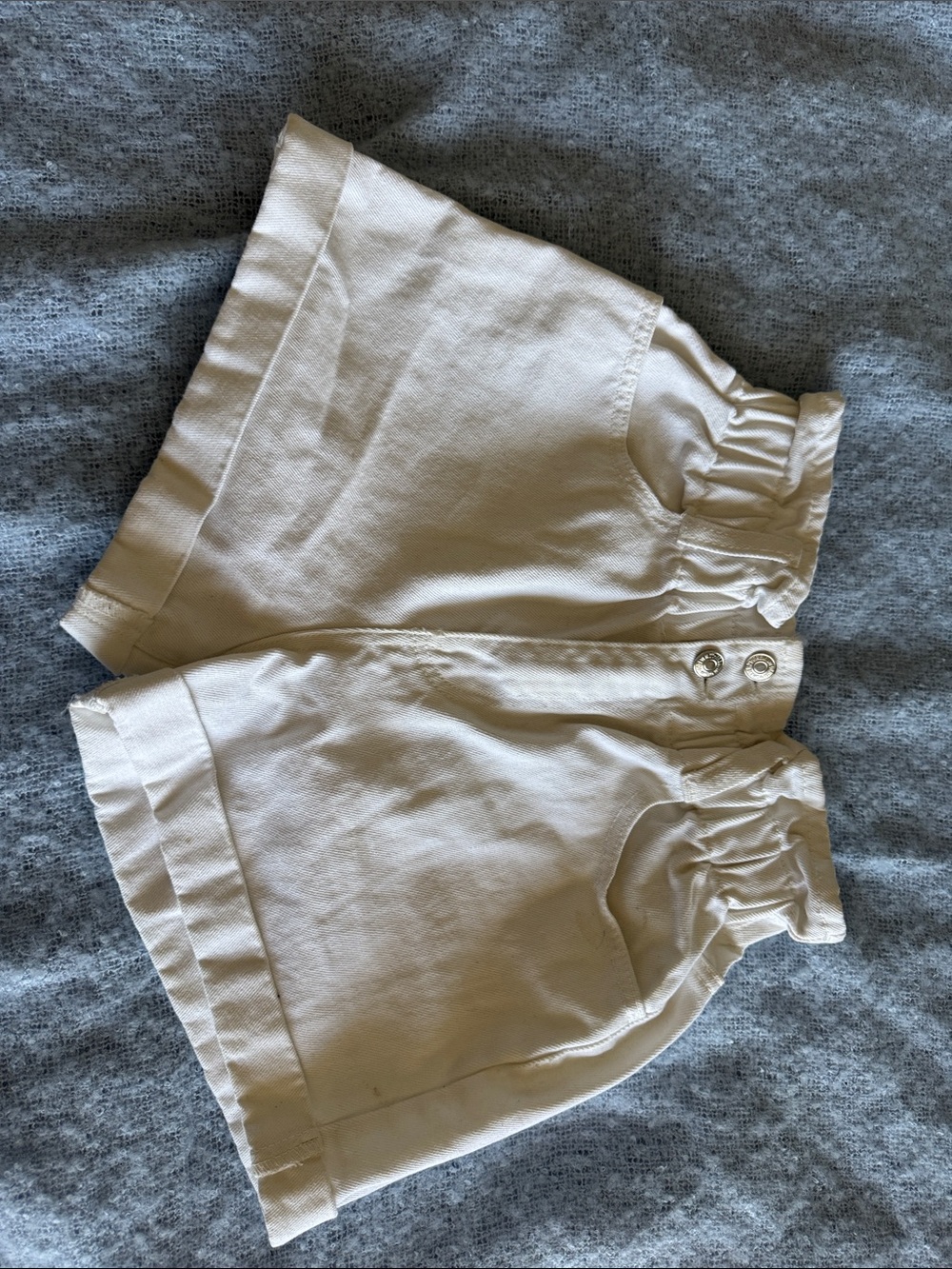 High-Rise Paperbag Waist White Shorts